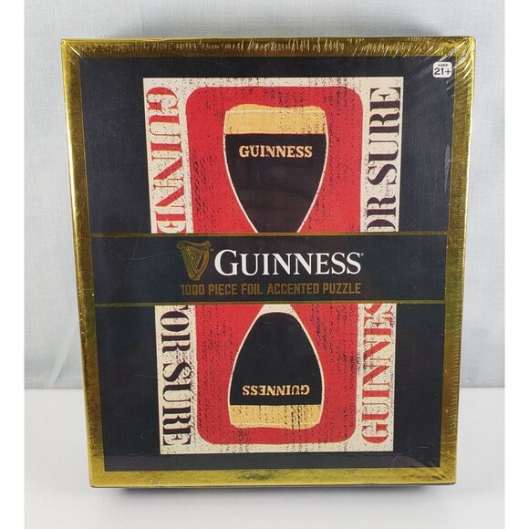 Guinness Beer 1000 Piece Jigsaw Puzzle 29"x23" Foil Accented Front NEW SEALED - Picture 2 of 16